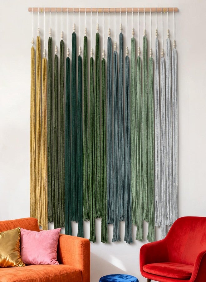 KHOYIME Macrame Wall Hanging Large Boho Home Decor Aesthetic, Bohemian Green Tassels Tapestry Modern Handmade Artwork Chic Wall Art Decorations for Living Dining Room Bedroom Nursery Office 38.5"x43" - Image 1